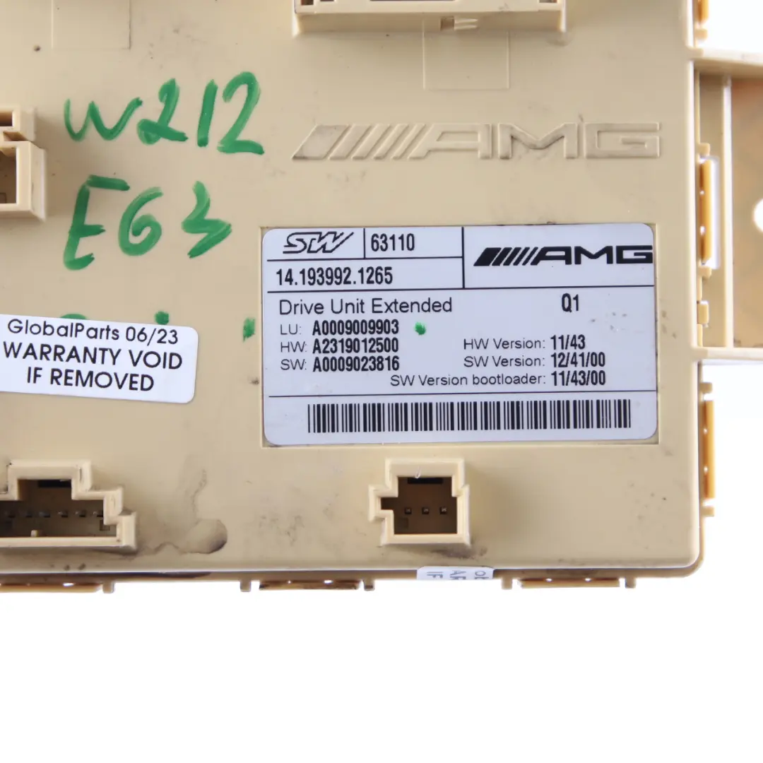 Unit Extended Control Module ECU to Mercedes W212 E63 AMG Drive with Part number A0009009903 Mercedes W212 E63 AMG Drive Unit Extended Control Module ECU - SKU A0009009903 - Part number A0009009903