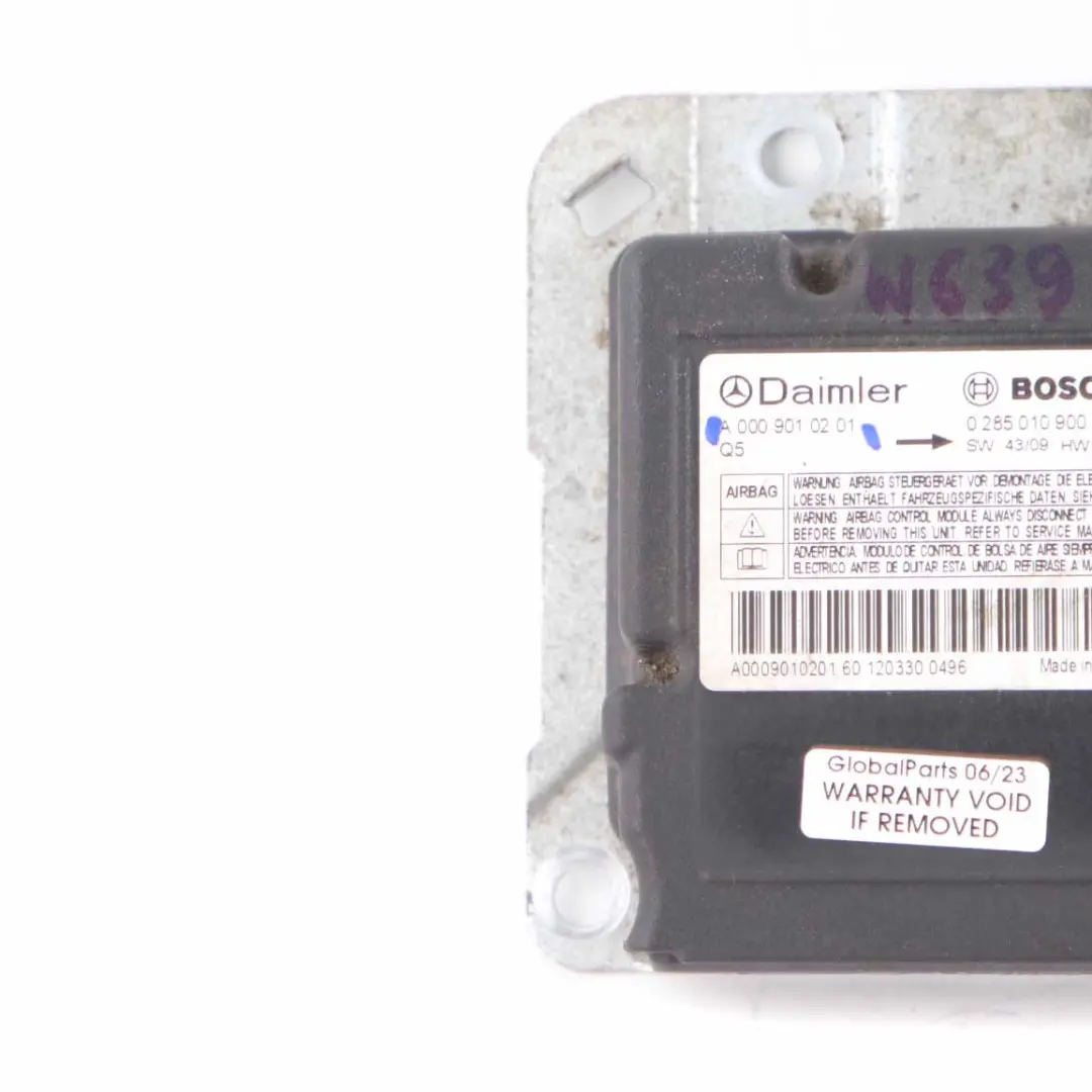 Airbag SRS Module Control Unit ECU Air Bag to Mercedes Vito W639 with Part number A0009010201 Mercedes Vito W639 Airbag SRS Module Control Unit ECU Air Bag - SKU A0009010201 - Part number A0009010201