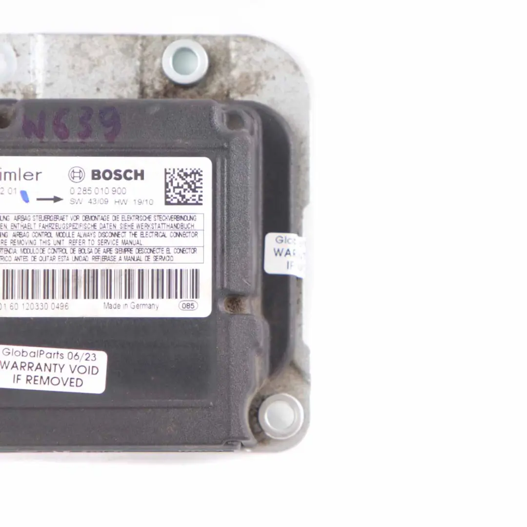 Airbag SRS Module Control Unit ECU Air Bag to Mercedes Vito W639 with Part number A0009010201 Mercedes Vito W639 Airbag SRS Module Control Unit ECU Air Bag - SKU A0009010201 - Part number A0009010201