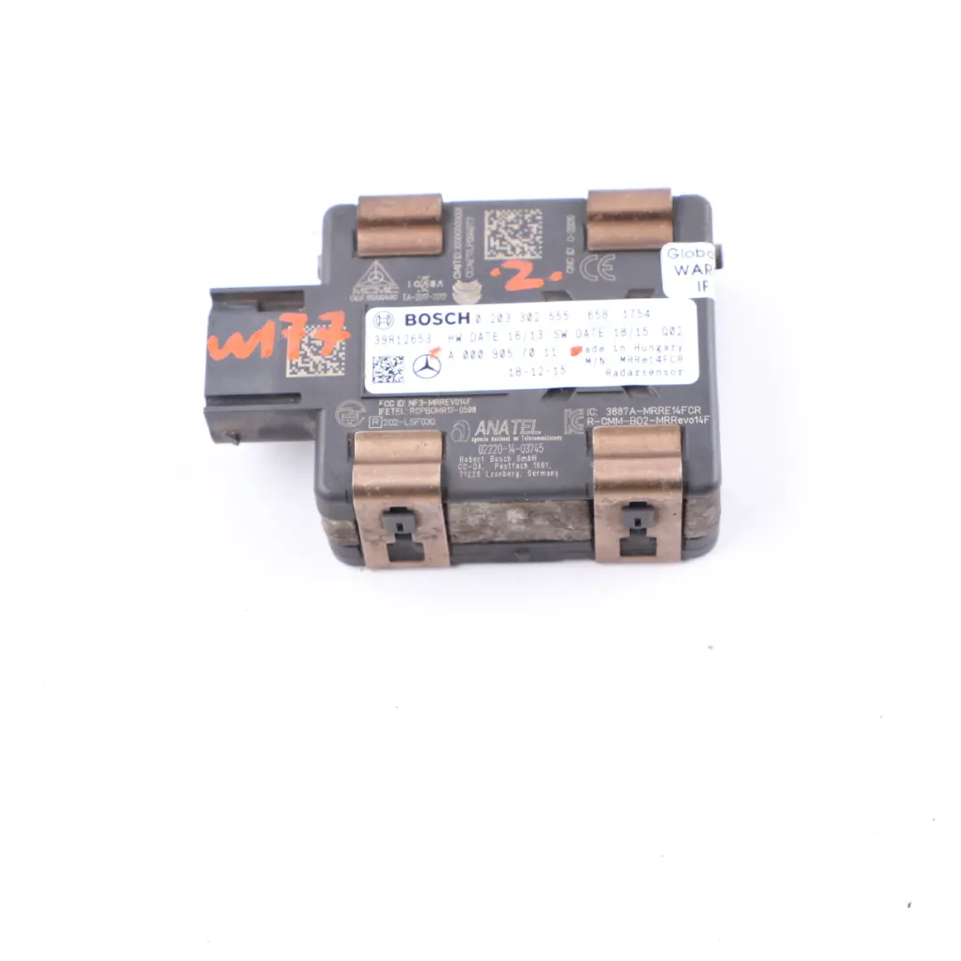 Radar Sensor Mercedes W177 W205 W247 Front Distronic Module Unit to with Part number A0009057011 Radar Sensor Mercedes W177 W205 W247 Front Distronic Module Unit - SKU A0009057011 - Part number A0009057011