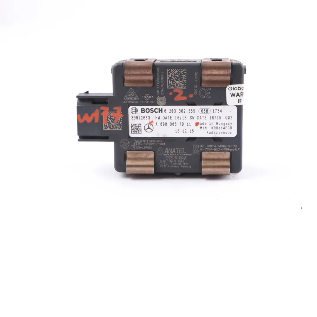 Radar Sensor Mercedes W177 W205 W247 Front Distronic Module Unit to with Part number A0009057011 Radar Sensor Mercedes W177 W205 W247 Front Distronic Module Unit - SKU A0009057011 - Part number A0009057011