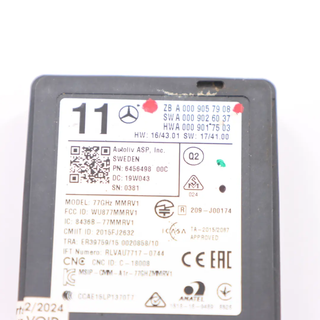 Mercedes C238 parachoques trasero sensor de radar punto ciego izquierdo derecho - SKU A0009057908 - Número de pieza A0009057908
