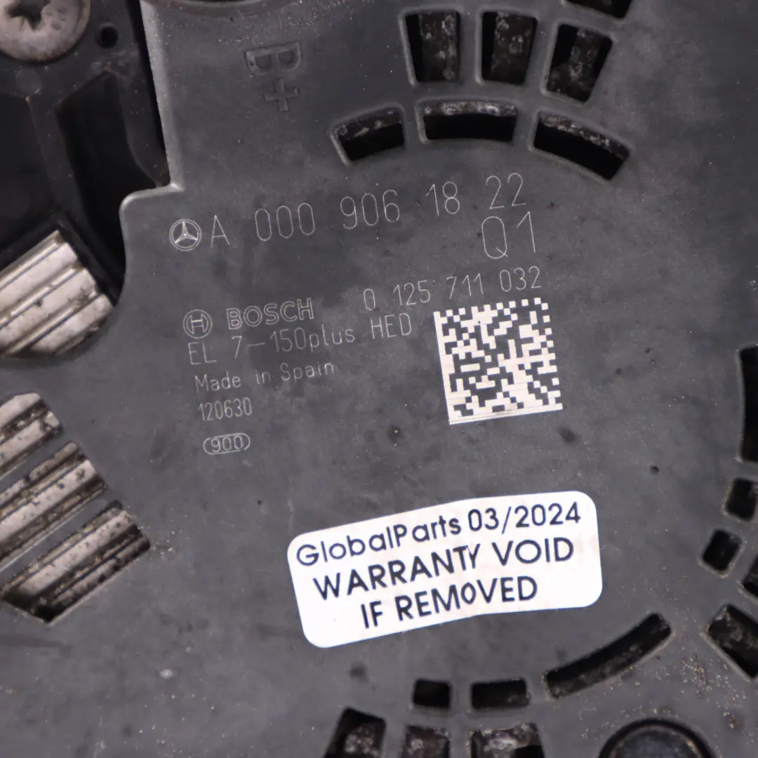  Alternador Mercedes W212 W447 X253 C238 Gasolina M274 150A Bosch - SKU A0009060922 - Número de pieza A0009060922