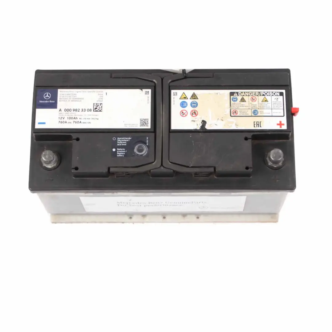 Accumulator Battery 100Ah 760A to Mercedes 12V with Part number A0009823308 Mercedes 12V Accumulator Battery 100Ah 760A - SKU A0009823308 - Part number A0009823308