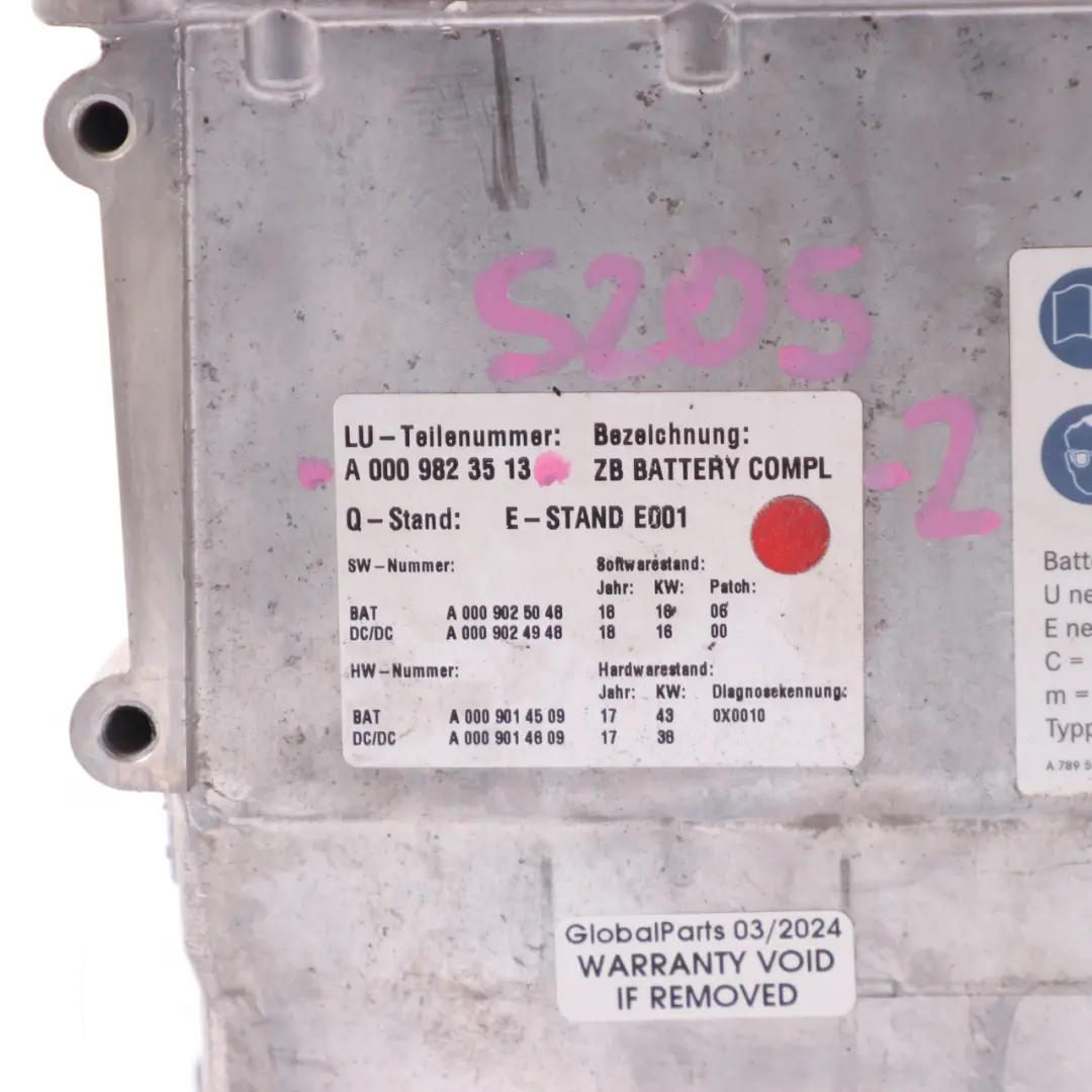 Mercedes W205 C238 Hybrid Battery Cover Lithium Housing Bracket - SKU A0009823513-2 - Part number A0009823513