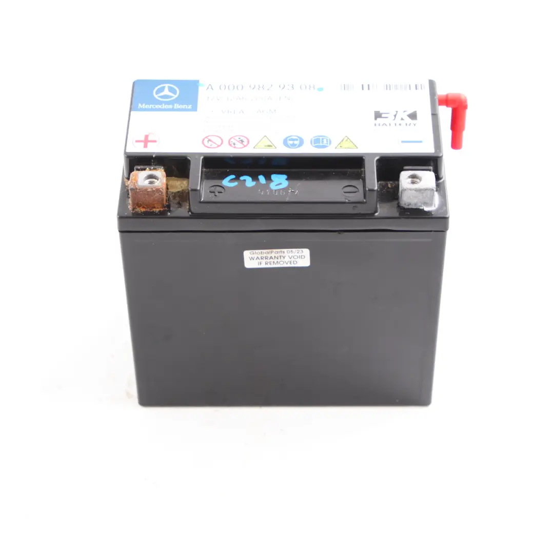 W218 12Ah 200A Auxiliary Additional Generator Battery to Mercedes W212 with Part number A0009829308 Mercedes W212 W218 12Ah 200A Auxiliary Additional Generator Battery - SKU A0009829308 - Part number A0009829308