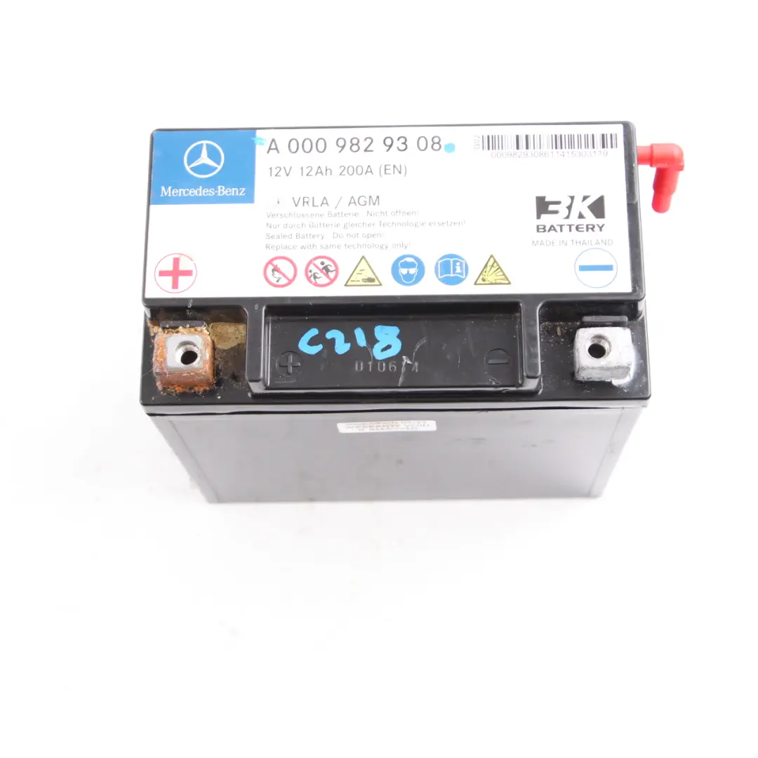 W218 12Ah 200A Auxiliary Additional Generator Battery to Mercedes W212 with Part number A0009829308 Mercedes W212 W218 12Ah 200A Auxiliary Additional Generator Battery - SKU A0009829308 - Part number A0009829308