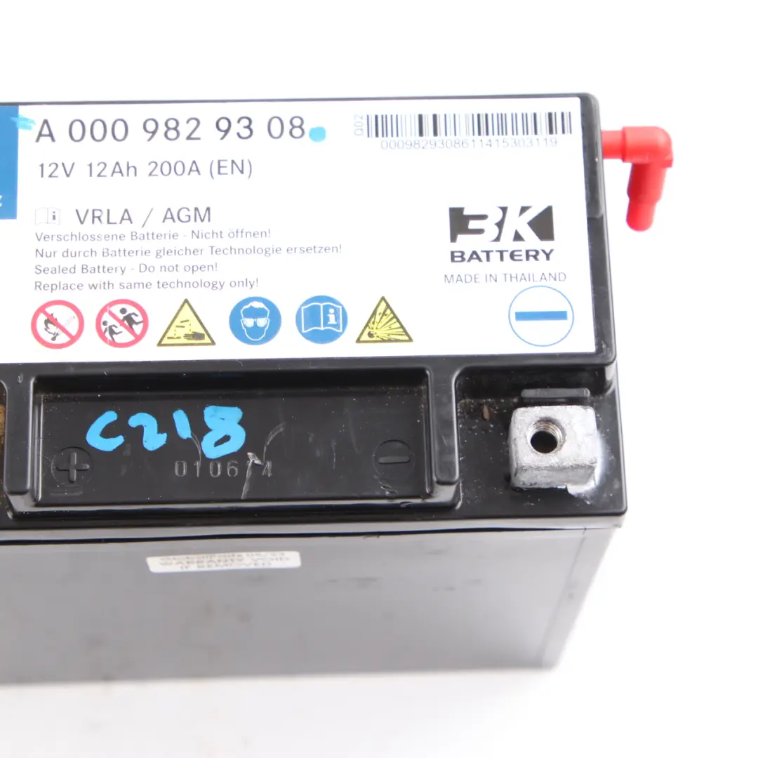 Mercedes W212 W218 12Ah 200A Auxiliary Additional Generator Battery - SKU A0009829308 - Part number A0009829308