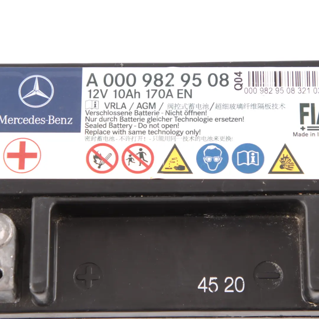 10Ah 170A Auxiliary Additional Generator Battery to Mercedes W205 W213 with Part number A0009829508 Mercedes W205 W213 10Ah 170A Auxiliary Additional Generator Battery - SKU A0009829508 - Part number A0009829508