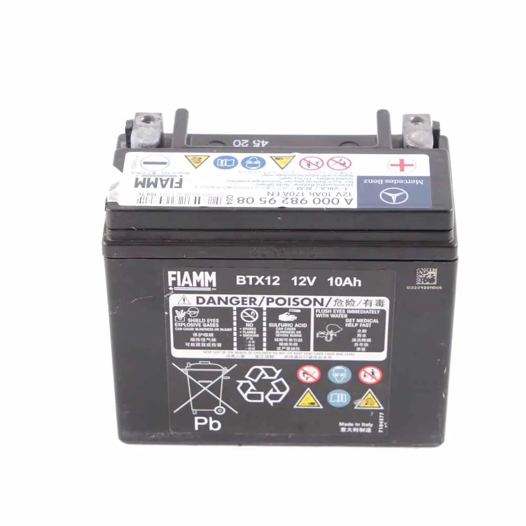 Mercedes W205 W213 10Ah 170A Batería Auxiliar Generador Adicional - SKU A0009829508 - Número de pieza A0009829508