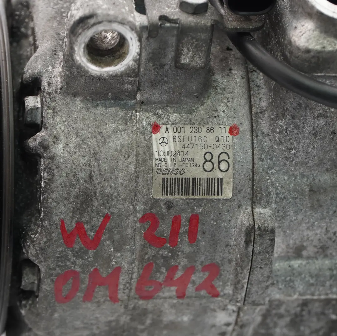 OM642 Sprężarka Klimatyzacji Kompresor do Mercedes W211 o numerze A0012308611 Mercedes W211 OM642 Sprężarka Klimatyzacji Kompresor - SKU A0012308611 - Numer Części A0012308611