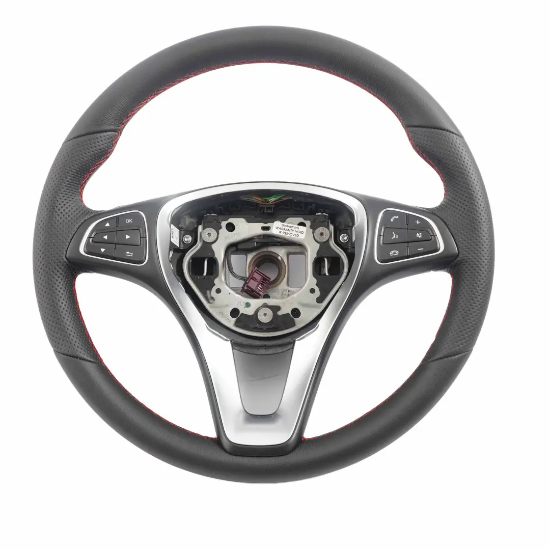 NUEVO Cuero Negro con Hilo Rojo para Volante Mercedes W176 C117 con número de pieza A0014609003 Volante Mercedes W176 C117 NUEVO Cuero Negro con Hilo Rojo - SKU A0014609003-1 - Número de pieza A0014609003