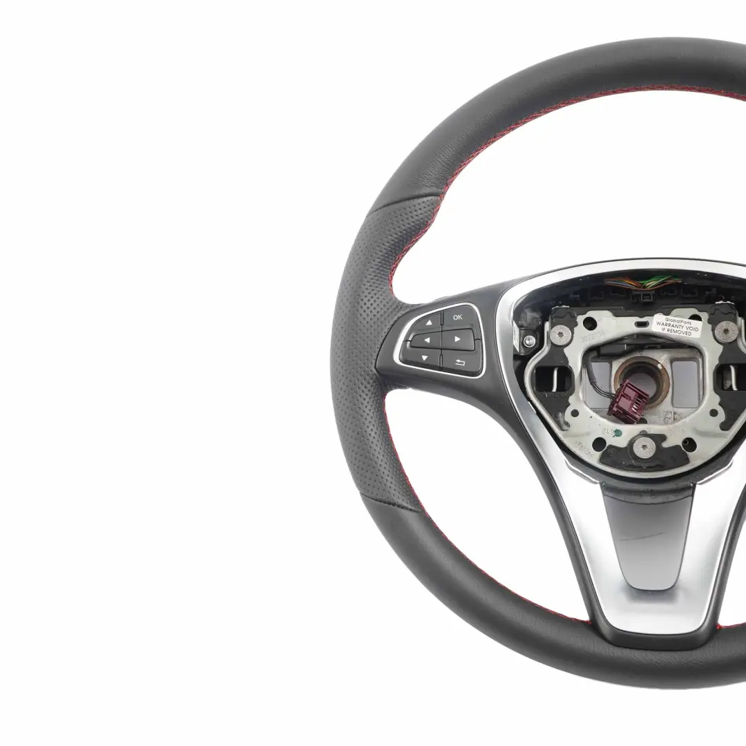 NUOVO Pelle Nera con Filo Rosso per Volante Mercedes W176 C117 con numero di parte A0014609003 Volante Mercedes W176 C117 NUOVO Pelle Nera con Filo Rosso - SKU A0014609003-1 - Numero di parte A0014609003