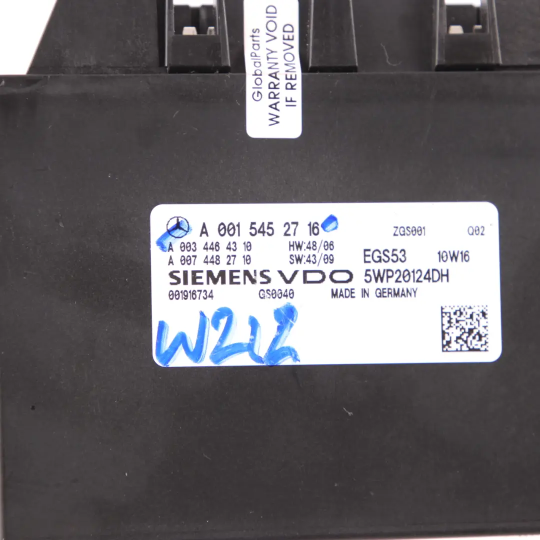 Mercedes W212 VDO Transmission Control Unit Module EGS - SKU A0015452716 - Part number A0015452716