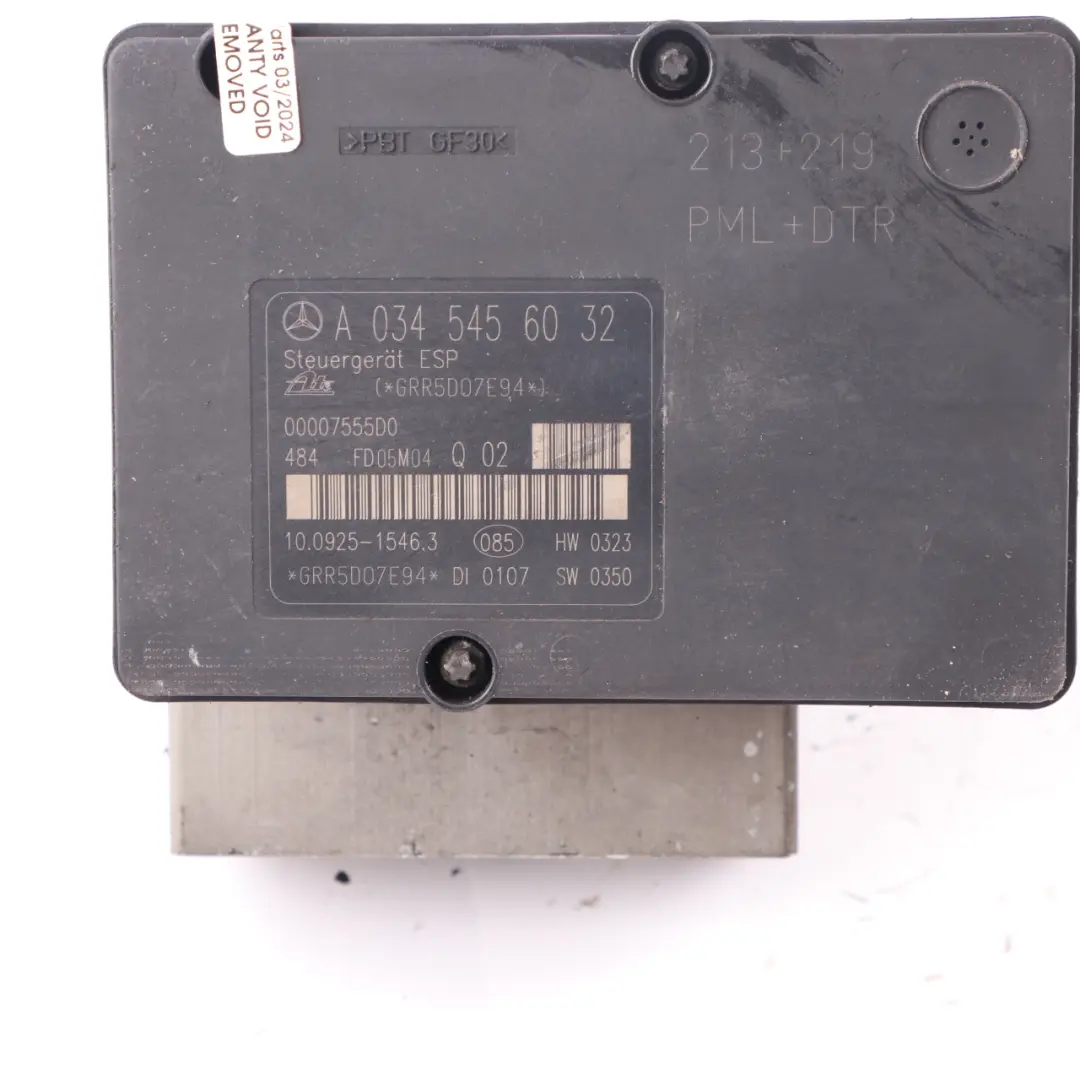 Mercedes SLK R171 Brake Pump ABS ESP Hydraulic Unit A0345456032 - SKU A0054310212 - Part number A0054310212
