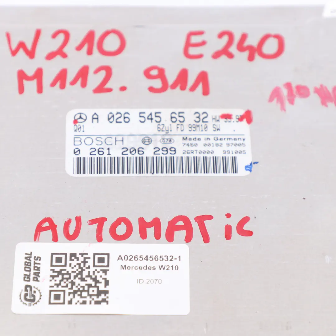 Mercedes W210 E240 112.911 170HP Motor ECU Kit Cerradura de llave - SKU A0265456532-1 - Número de pieza A0265456532
