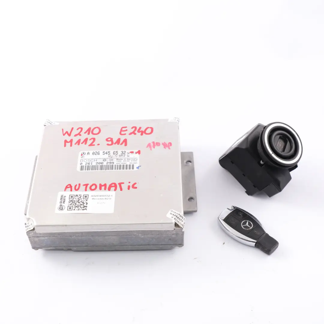 E240 112.911 170HP Engine ECU Kit Automatic Key Lock to Mercedes W210 with Part number A0265456532 Mercedes W210 E240 112.911 170HP Engine ECU Kit Automatic Key Lock - SKU A0265456532-1 - Part number A0265456532