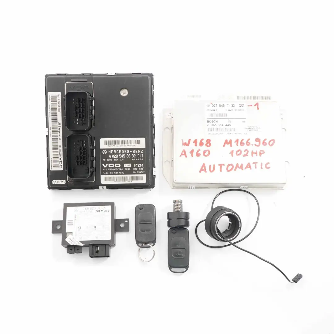 Mercedes W168 A160 102HP Engine Control ECU Kit + 2 Keys Automatic - SKU A0275454132-1 - Part number A0275454132