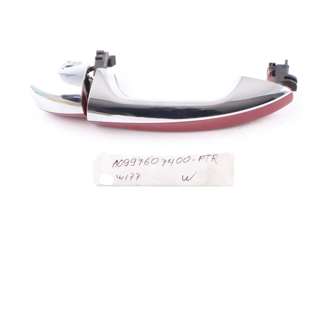 Mercedes W177 Door Handle Grab Front Right O/S Outside Patagonia Red 993 Chrome - SKU A0997607400-PTR - Part number A0997607400
