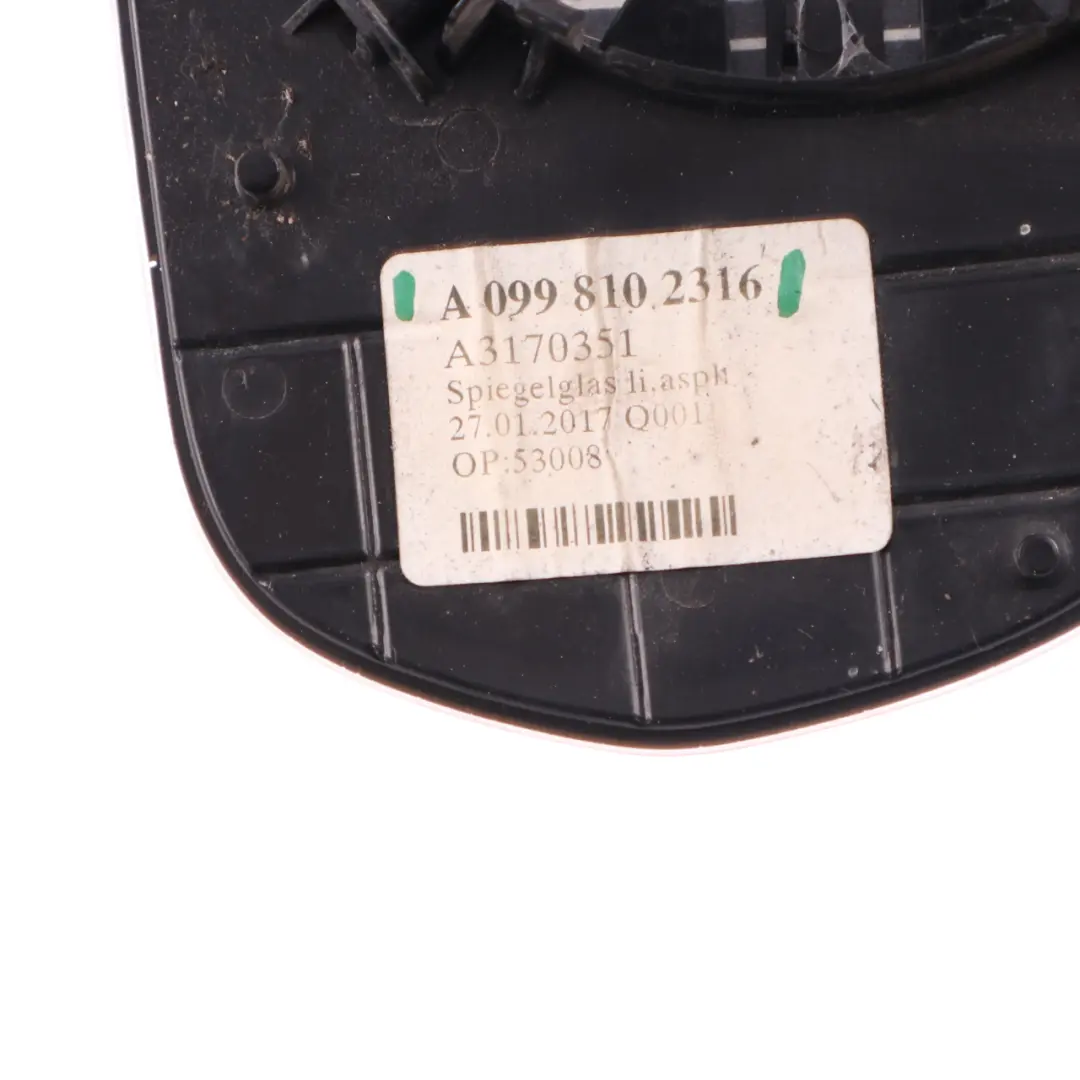 Wing Mirror Glass Left Door N/S Heated to Mercedes W205 with Part number A0998102316 Mercedes W205 Wing Mirror Glass Left Door N/S Heated - SKU A0998102316 - Part number A0998102316