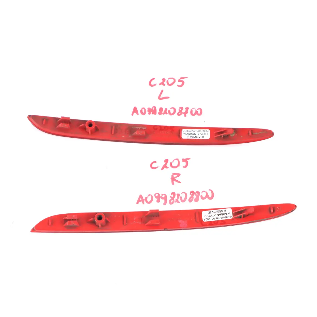 Reflector Lights Mercedes C205 Rear Right Left Bumper Reflection Set A0998208700  - SKU A0998208700/A0998208800 - Part number A0998208800