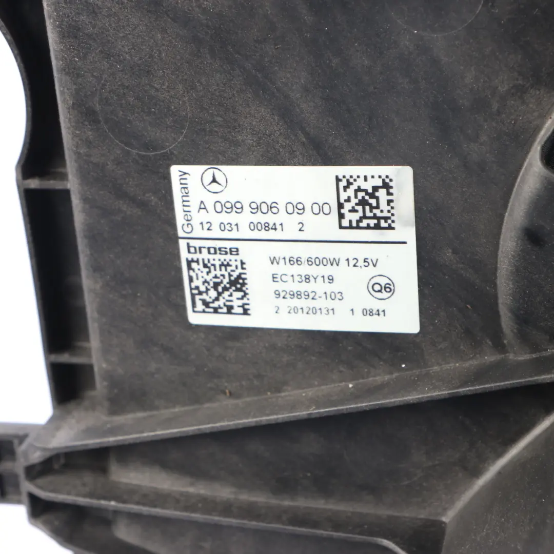 Mercedes W166 Radiator Fan Shroud Engine Cooling Unit - SKU A0999062500 - Part number A0999062500