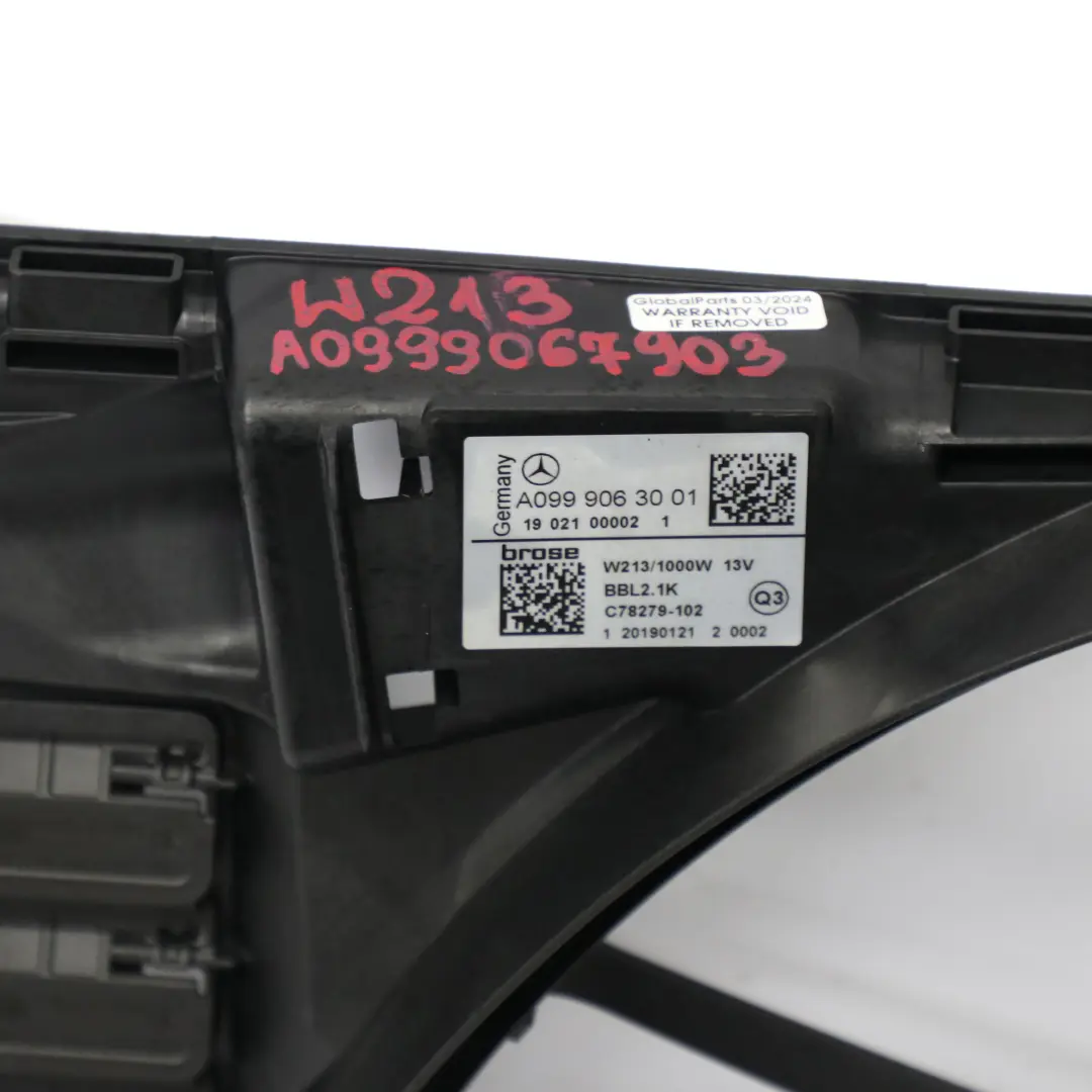 Ventilador refrigeración Cubierta ventilador para Mercedes W213 C257 con número de pieza A0999067903 Mercedes W213 C257 Ventilador refrigeración Cubierta ventilador - SKU A0999067903 - Número de pieza A0999067903