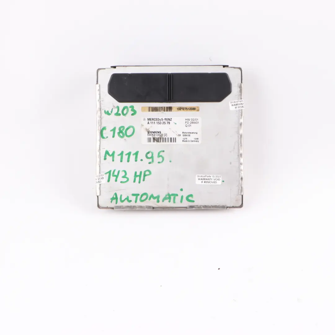 C180 M111.951 129HP ECU Engine Module Unit Automatic to Mercedes W203 with Part number A1111532579 Mercedes W203 C180 M111.951 129HP ECU Engine Module Unit Automatic - SKU A1111532579 - Part number A1111532579