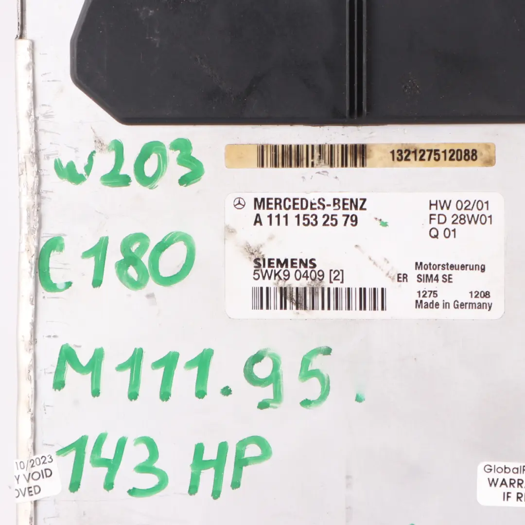 C180 M111.951 129HP ECU Engine Module Unit Automatic to Mercedes W203 with Part number A1111532579 Mercedes W203 C180 M111.951 129HP ECU Engine Module Unit Automatic - SKU A1111532579 - Part number A1111532579