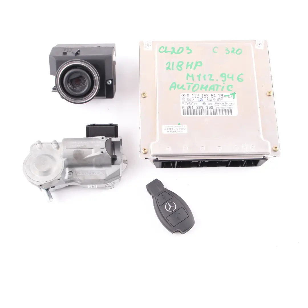 M112.946 218HP Engine Module ECU Kit Key to Mercedes CL203 C 320 with Part number A1121535479 Mercedes CL203 C 320 M112.946 218HP Engine Module ECU Kit Key - SKU A1121535479-1 - Part number A1121535479