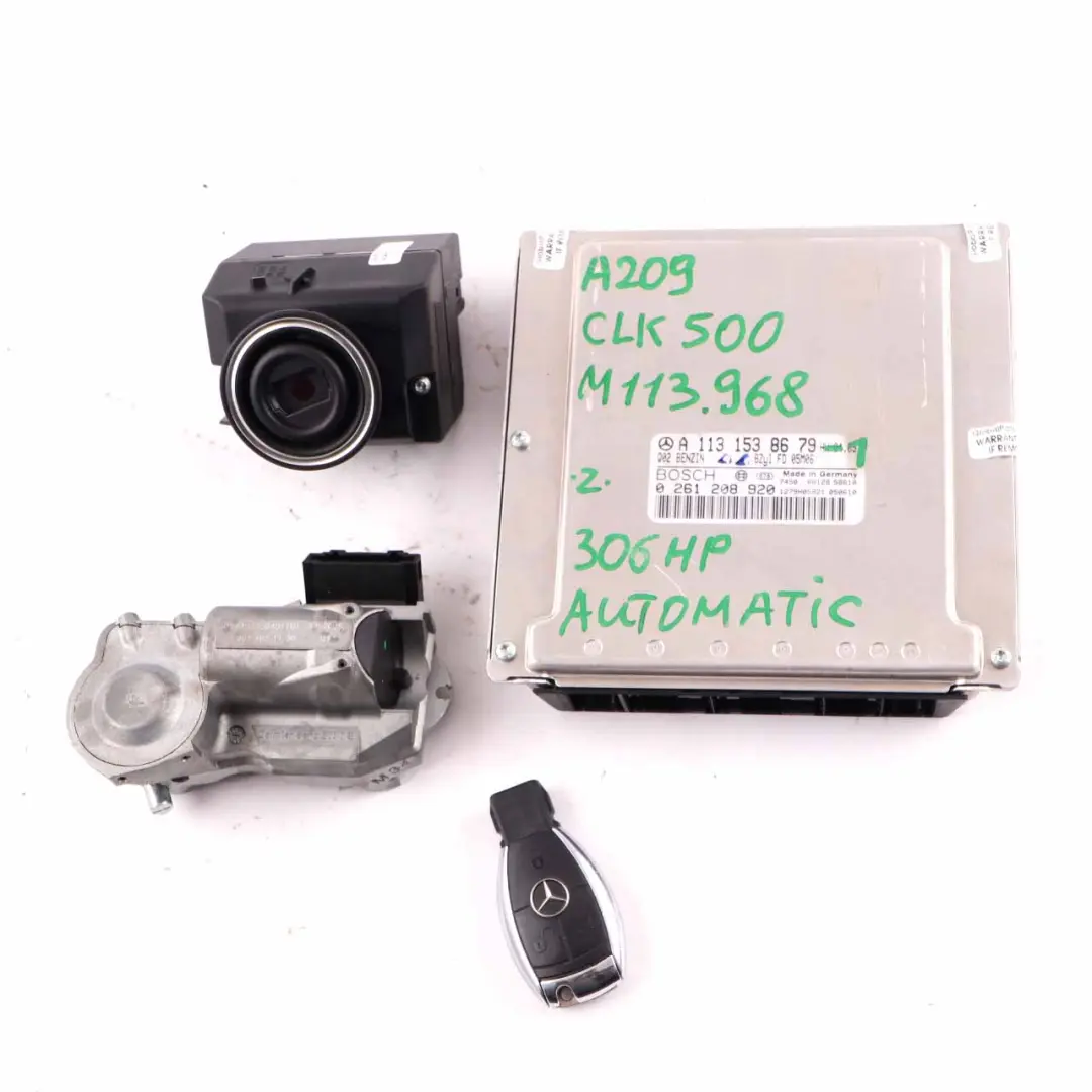 CLK500 5.0 306HP M113.968 Engine ECU Kit Key Lock to Mercedes C209 with Part number A1131538679 Mercedes C209 CLK500 5.0 306HP M113.968 Engine ECU Kit Key Lock - SKU A1131538679-1 - Part number A1131538679