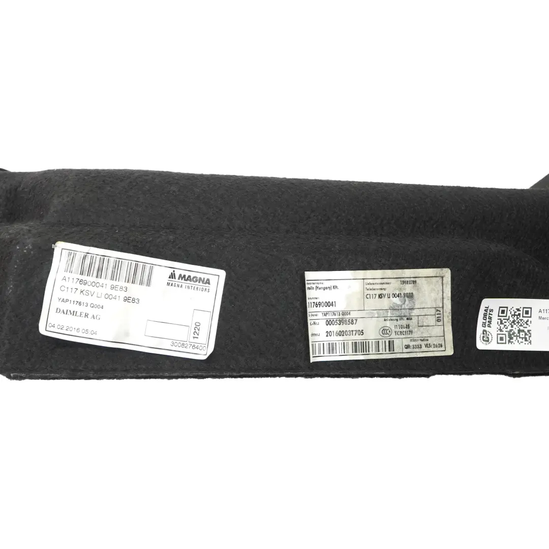 Mercedes C117 Osłona Boczek Schowek Bagażnika Lewy Tył - SKU A1176900041 - Numer Części A1176900041