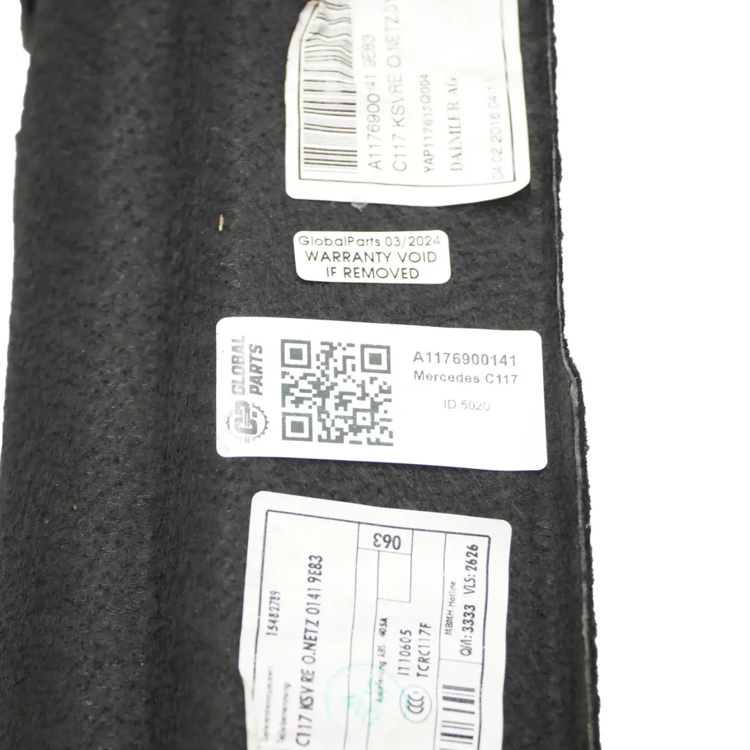 Mercedes C117 Kofferraum hinten rechts seitliche Abdeckung - SKU A1176900141 - Teilenummer A1176900141