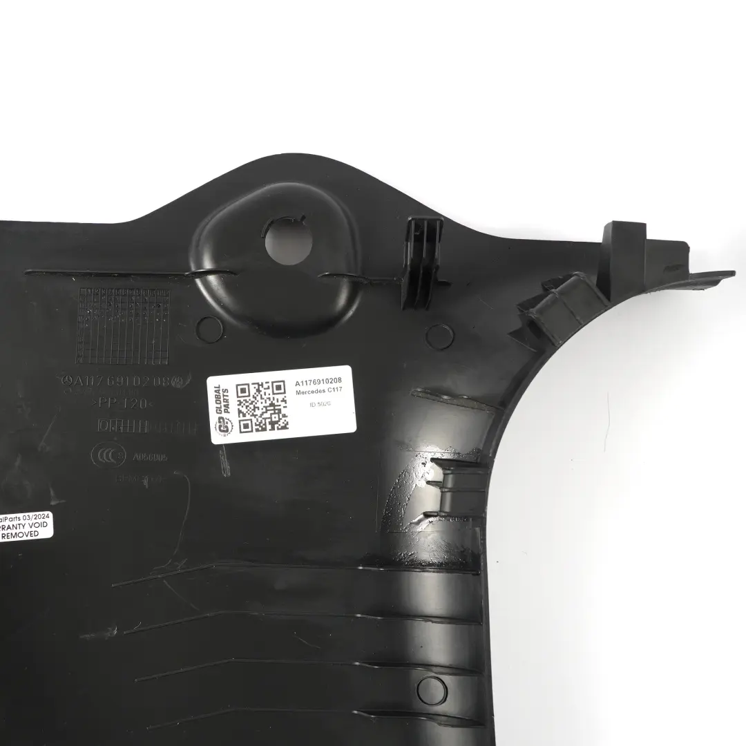 B-Pillar Cover Panel Lower Trim Right O/S Black to Mercedes CLA C117 with Part number A1176910208 Mercedes CLA C117 B-Pillar Cover Panel Lower Trim Right O/S Black - SKU A1176910208 - Part number A1176910208