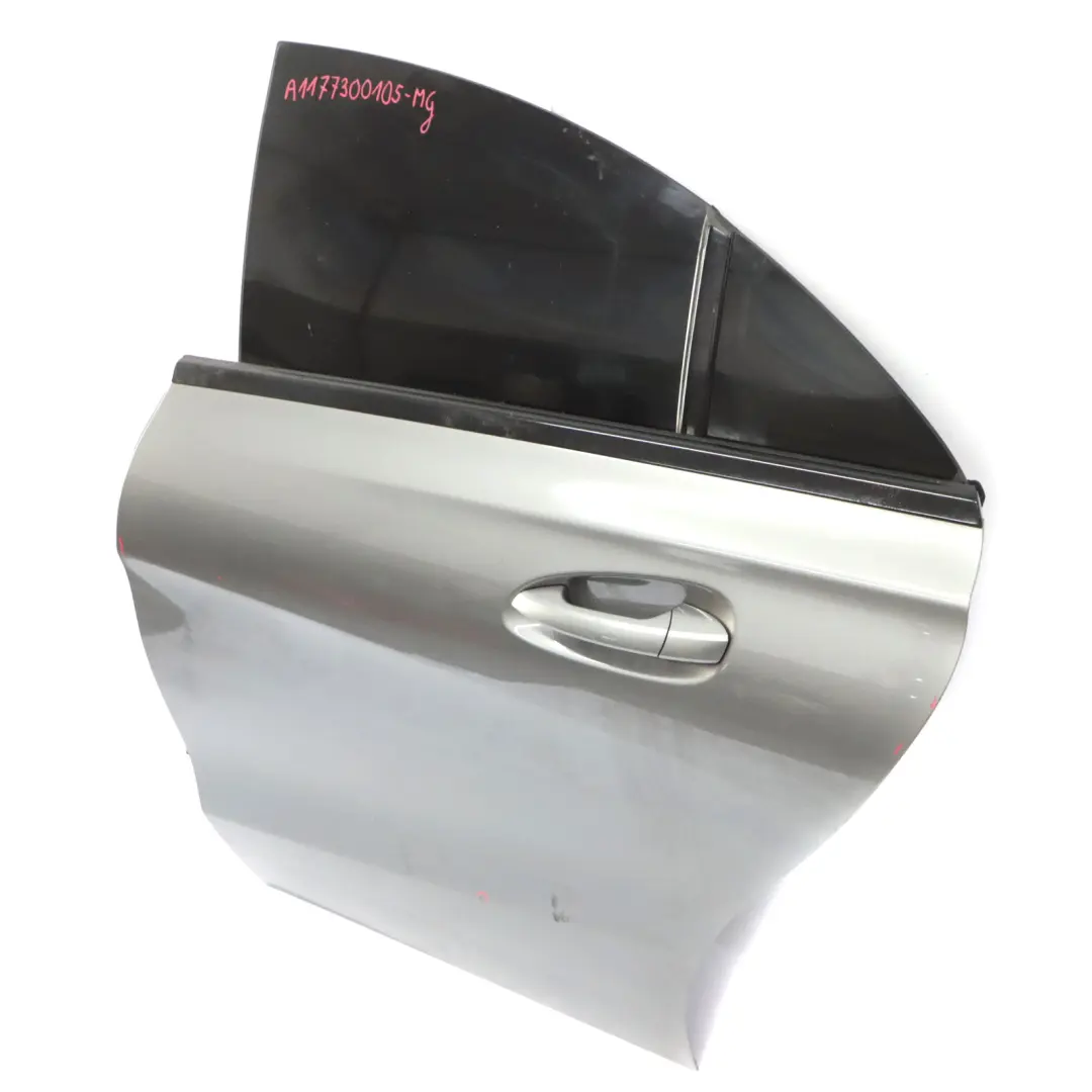 Door Rear Left N/S Mountain Grey Metallic - 787 to Mercedes CLA C117 with Part number A1177300105 Mercedes CLA C117 Door Rear Left N/S Mountain Grey Metallic - 787 - SKU A1177300105-MG - Part number A1177300105