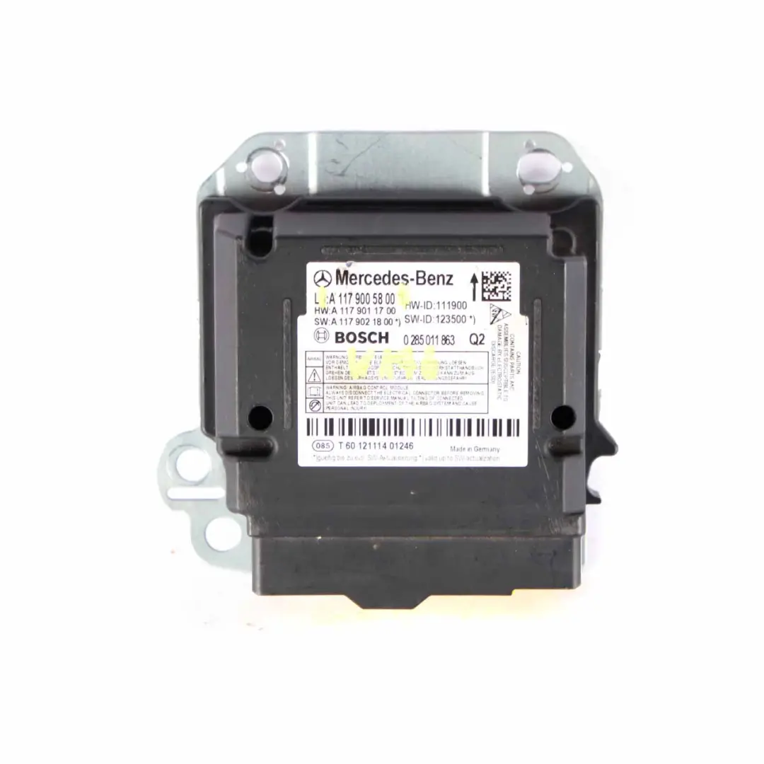 Airbag Belts System Control Unit Module ECU Bosch to Mercedes W176 with Part number A1179005800 Mercedes W176 Airbag Belts System Control Unit Module ECU Bosch - SKU A1179005800 - Part number A1179005800