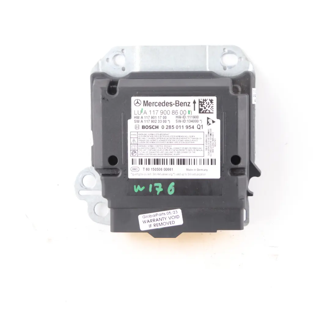 Module SRS Control Unit ECU to Mercedes W176 Air with Part number A1179008600 Mercedes W176 Air Module SRS Control Unit ECU - SKU A1179008600 - Part number A1179008600