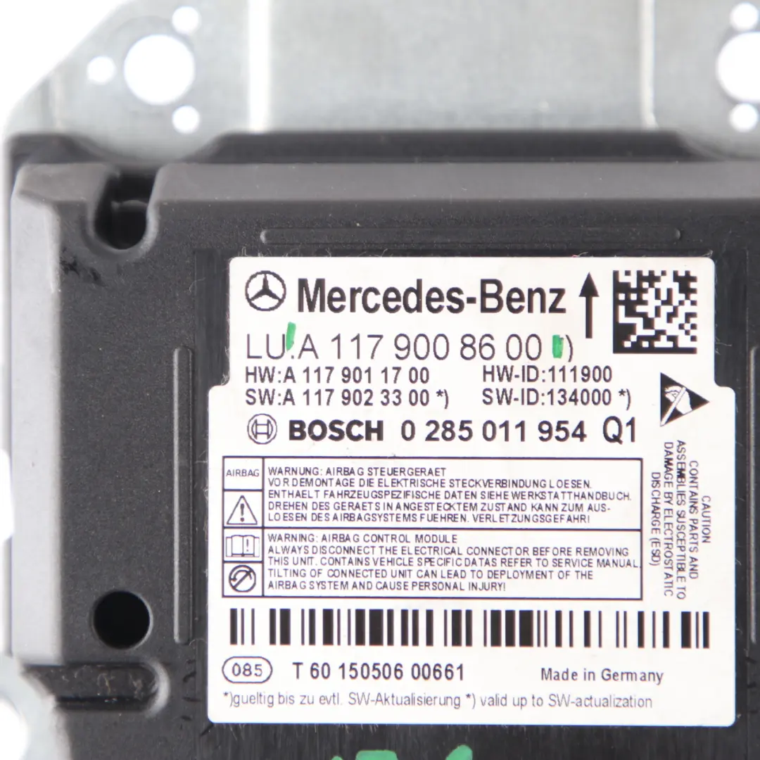 Mercedes W176 Air Module SRS Control Unit ECU - SKU A1179008600 - Part number A1179008600