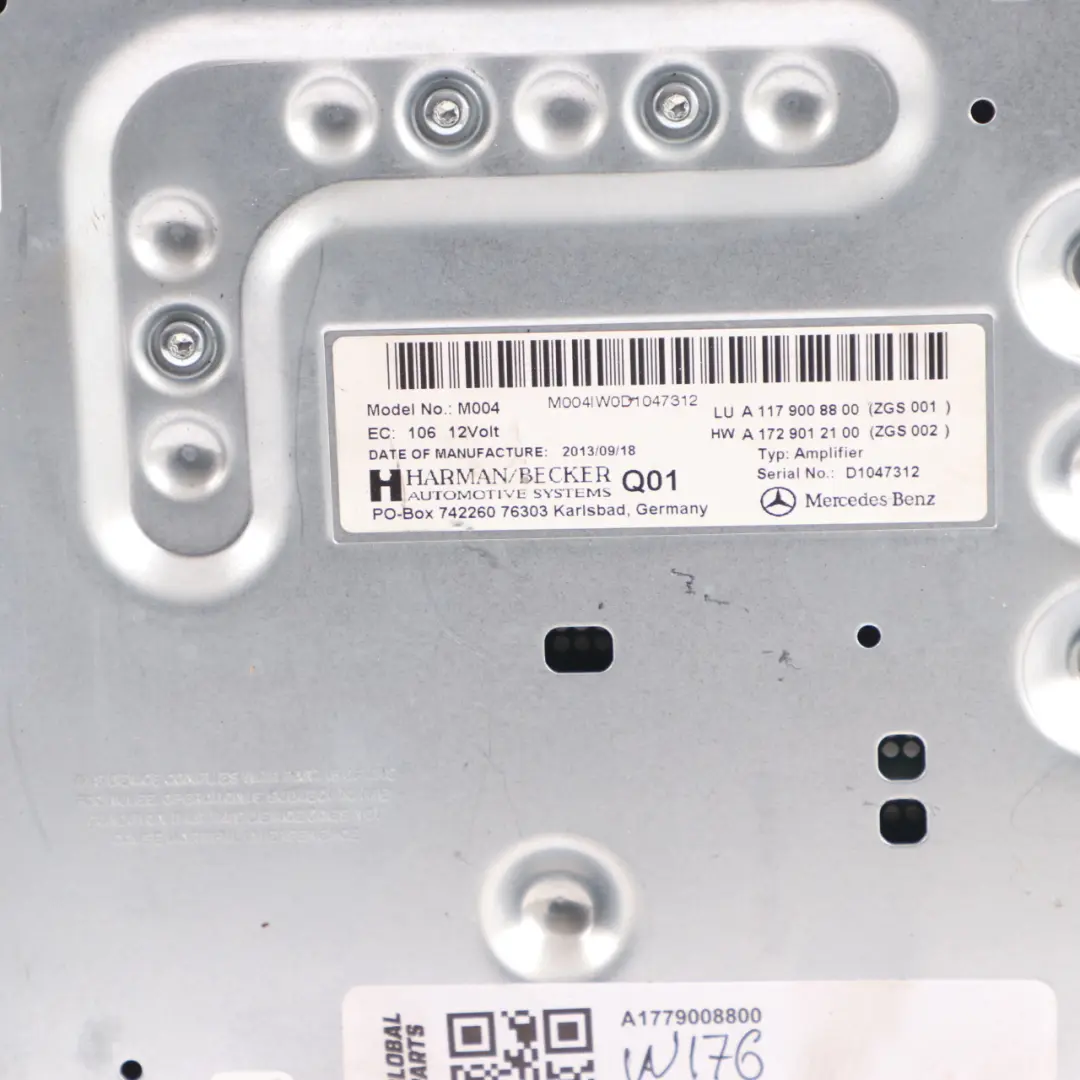 Amplifier Module Unit AMP Harman/Becker to Mercedes W176 C117 with Part number A1179008800 Mercedes W176 C117 Amplifier Module Unit AMP Harman/Becker - SKU A1179008800 - Part number A1179008800