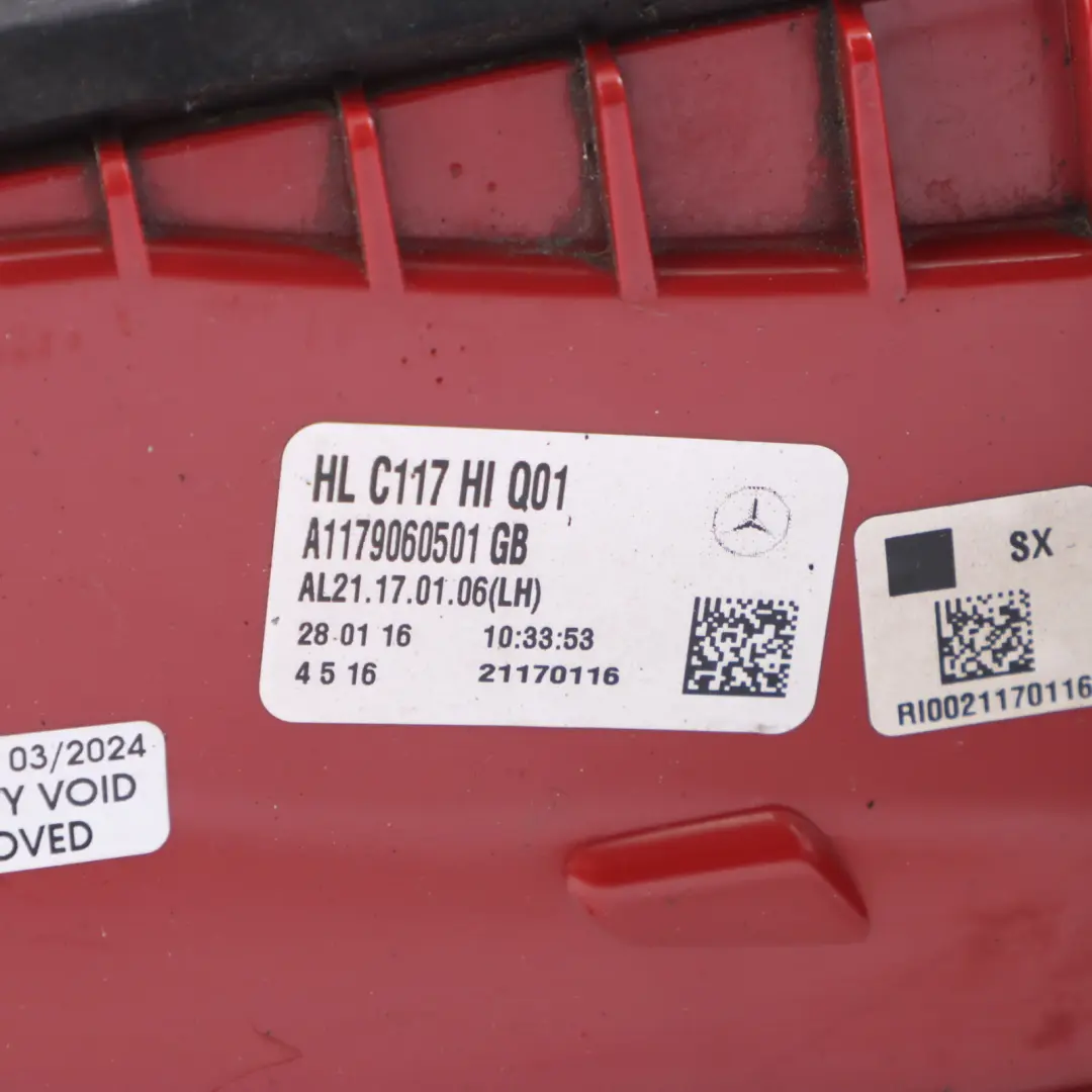 Feu arrière gauche Panneau latéral Feu arrière pour Mercedes CLA C117 à propos du numéro de pièce A1179060501 Mercedes CLA C117 Feu arrière gauche Panneau latéral Feu arrière - SKU A1179060501 - Numéro de pièce A1179060501