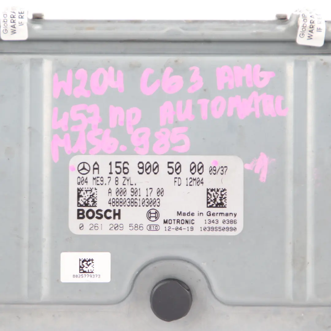 Mercedes W204 C63 AMG 457HP M156.985 Engine Unit ECU Kit Key Lock - SKU A1569005000-1 - Part number A1569005000