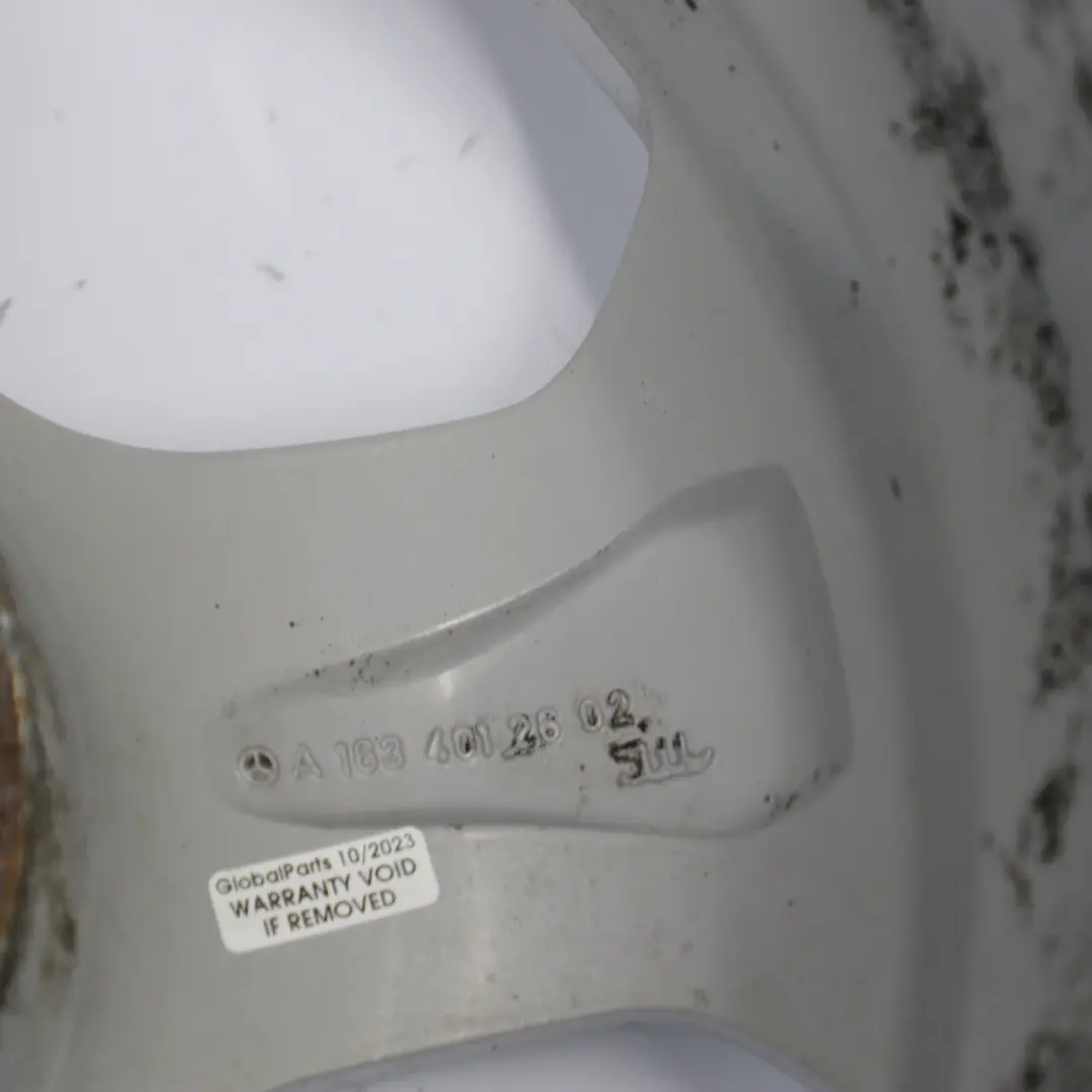 Alloy Wheel Rim 17" 8J ET:52 to Mercedes ML W163 Silver with Part number A1634012602 Mercedes ML W163 Silver Alloy Wheel Rim 17" 8J ET:52 - SKU A1634012602-3 - Part number A1634012602