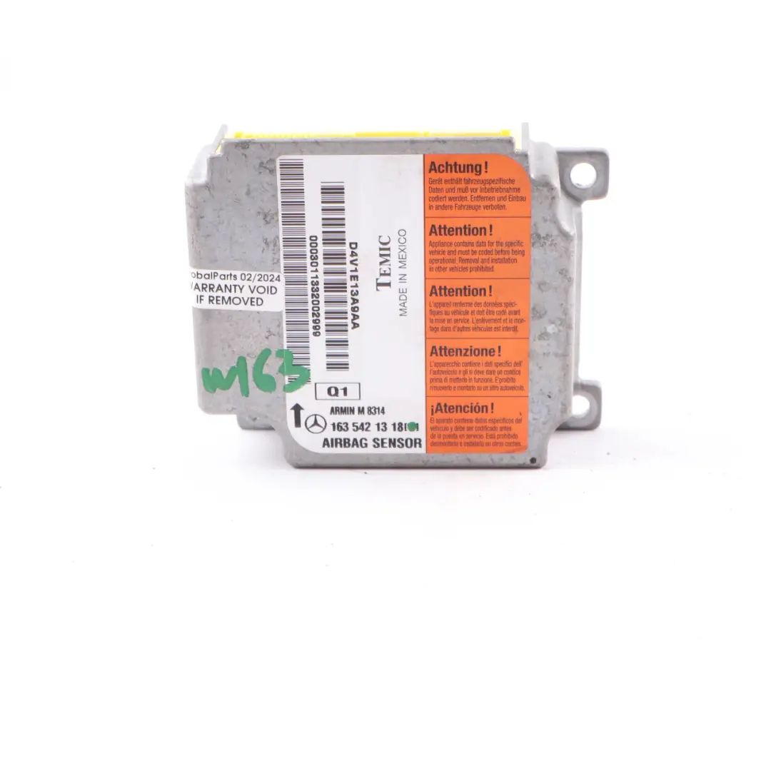 Acceleration Sensor Airbag Sensor Modue Unit Temic to Mercedes W163 with Part number A1635421318 Mercedes W163 Acceleration Sensor Airbag Sensor Modue Unit Temic - SKU A1635421318 - Part number A1635421318