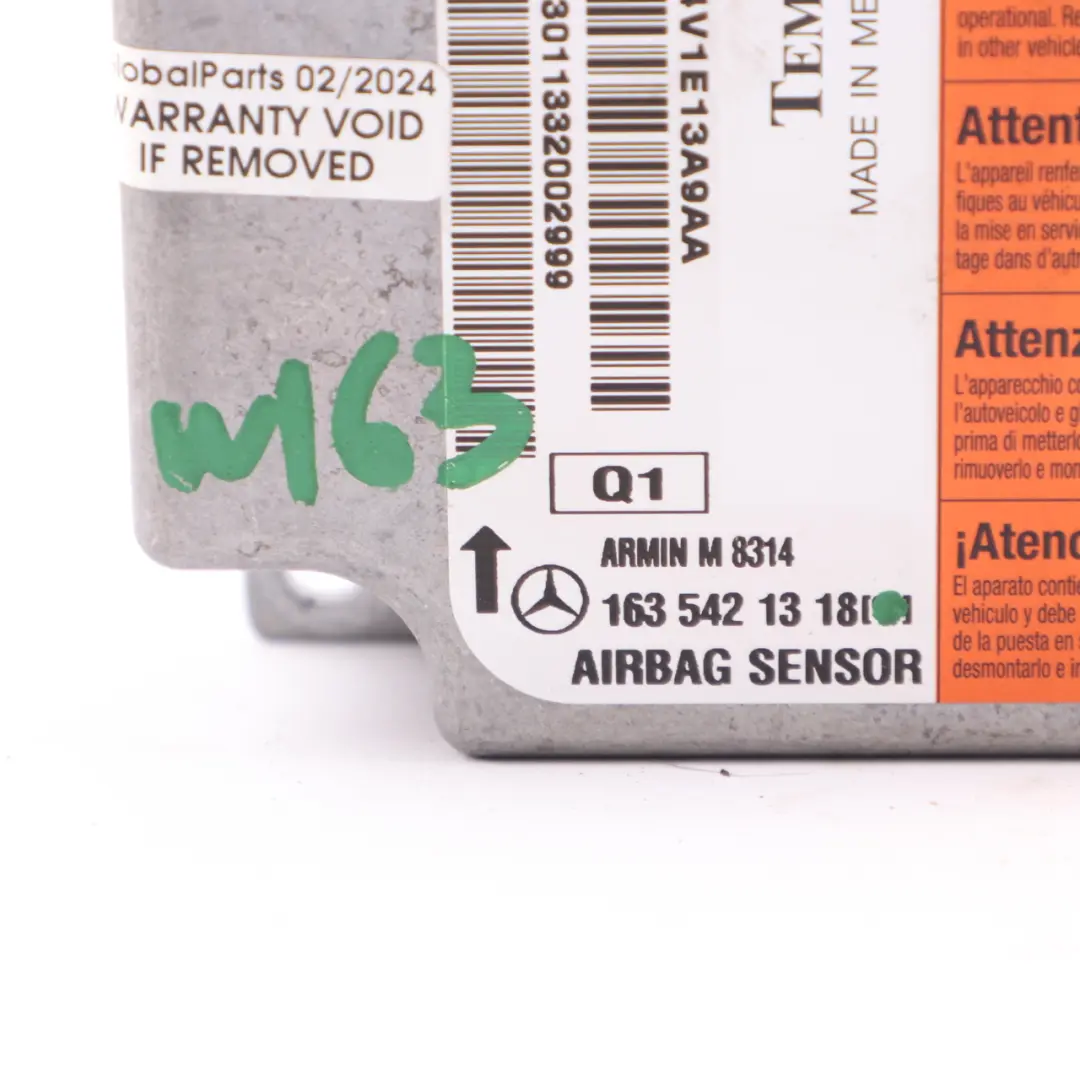 Mercedes W163 Acceleration Sensor Airbag Sensor Modue Unit Temic - SKU A1635421318 - Part number A1635421318