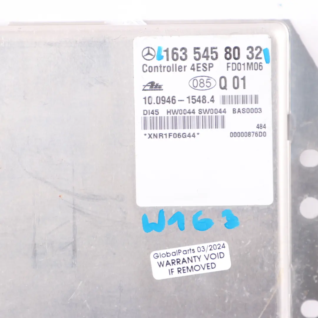 Stability Controller 4ESP Unit Module ECU to Mercedes ML W163 with Part number A1635458032 Mercedes ML W163 Stability Controller 4ESP Unit Module ECU - SKU A1635458032 - Part number A1635458032