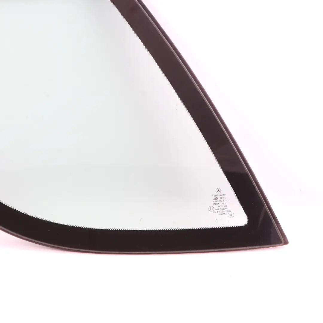 Quarter Glass Rear Left N/S Side Window Green AS2 A1636700712 to Mercedes ML W163 with Part number A1636700112 Mercedes ML W163 Quarter Glass Rear Left N/S Side Window Green AS2 A1636700712 - SKU A1636700112 - Part number A1636700112
