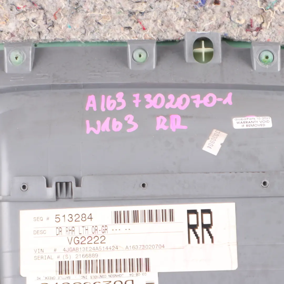 Mercedes ML W163 Door Card Rear Right O/S Trim Panel Cover Lining Grey Leather - SKU A1637302070-1 - Part number A1637302070