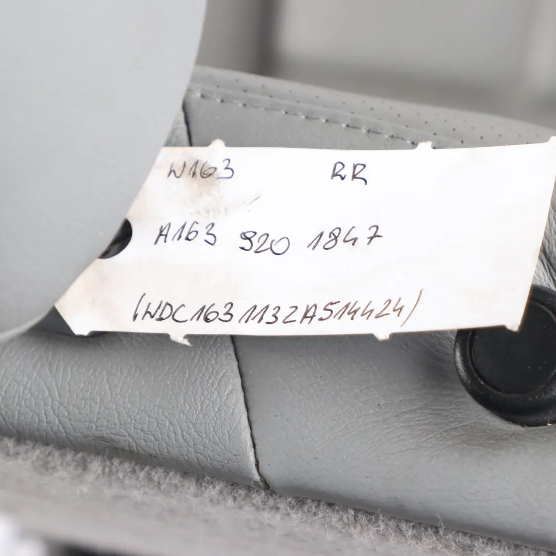 Grey Leather Bench Backrest Right O/S to Rear Seat Mercedes ML W163 with Part number A1639201847 Rear Seat Mercedes ML W163 Grey Leather Bench Backrest Right O/S - SKU A1639201847 - Part number A1639201847