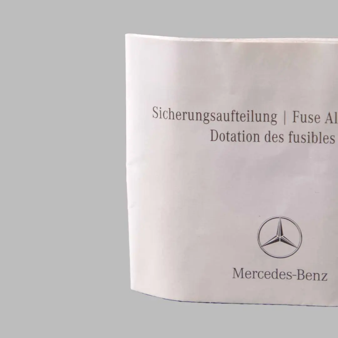 Mercedes W164 Fuse Box Grouping Fuse Placement Map Card Diagram - SKU A1640054799 - Part number A1640054799