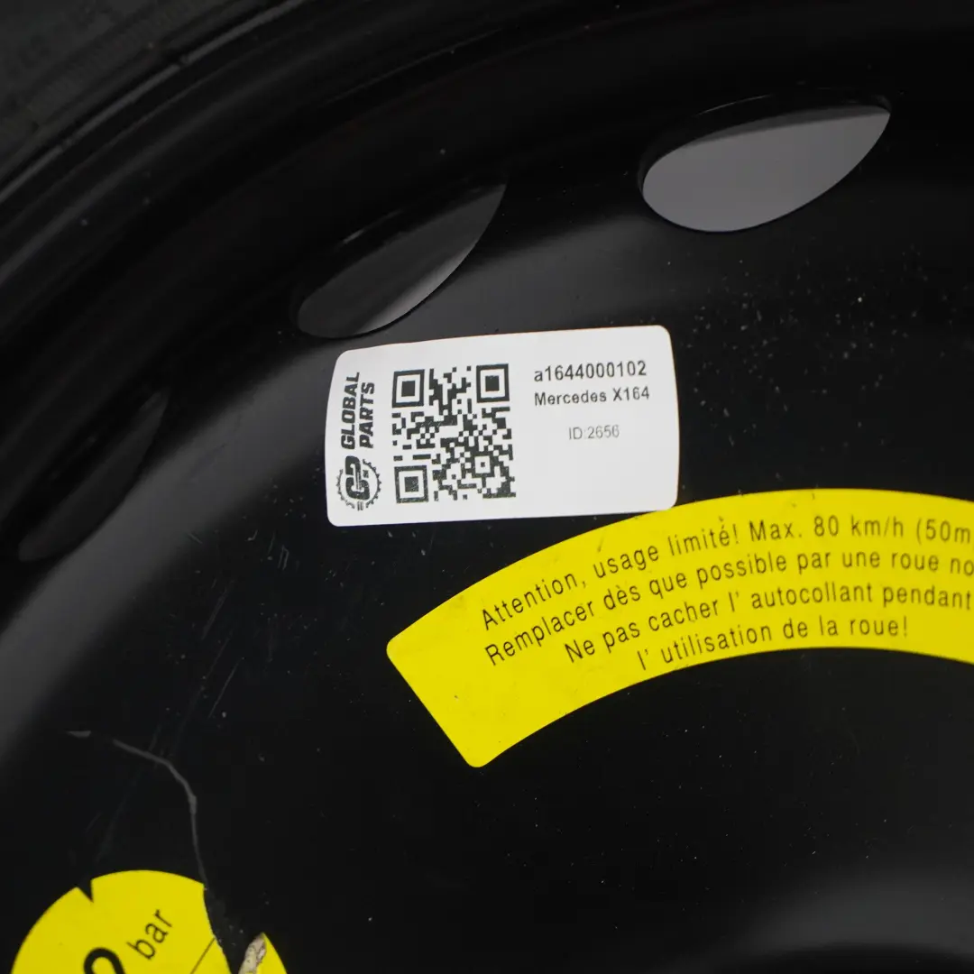 Stahl Ersatzrad 4,5J ET:40 Reifen Goodyear R19 165/90 für Mercedes W164 mit Teilenummer A1644000102 Mercedes W164 Stahl Ersatzrad 4,5J ET:40 Reifen Goodyear R19 165/90 - SKU a1644000102 - Teilenummer A1644000102